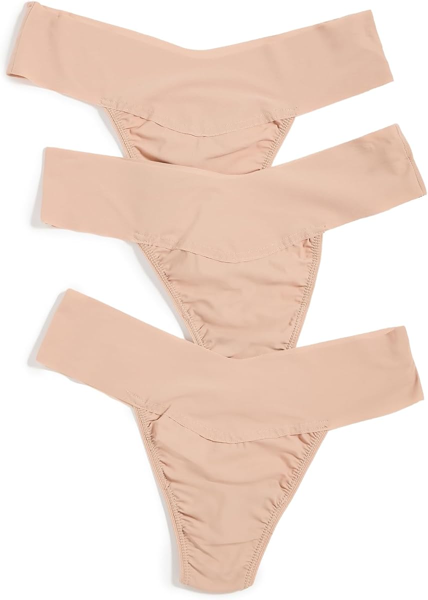 BreatheSoft Thongs Natural Rise, No VPL, Soft Fit, 3 Pack, L | Handcrafted with nylon, seamless thongs for women, thong underwear, seamless microfiber knit, breathable, tagless, lingerie