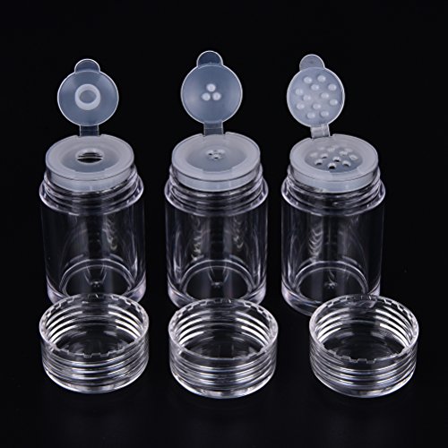 Coobbar 3pcs Multi-purpose 10ml loose powder jar Essential Oil Bottle nail powder bottle with 1/3/12 holes Refillable Bottles
