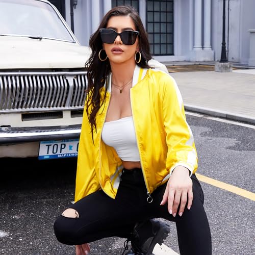 Zando Bomber Jacket Women 2025 - Lightweight Cropped Jacket Zip Up Casual Striped Women Jackets Trendy Outerwear with Pockets2