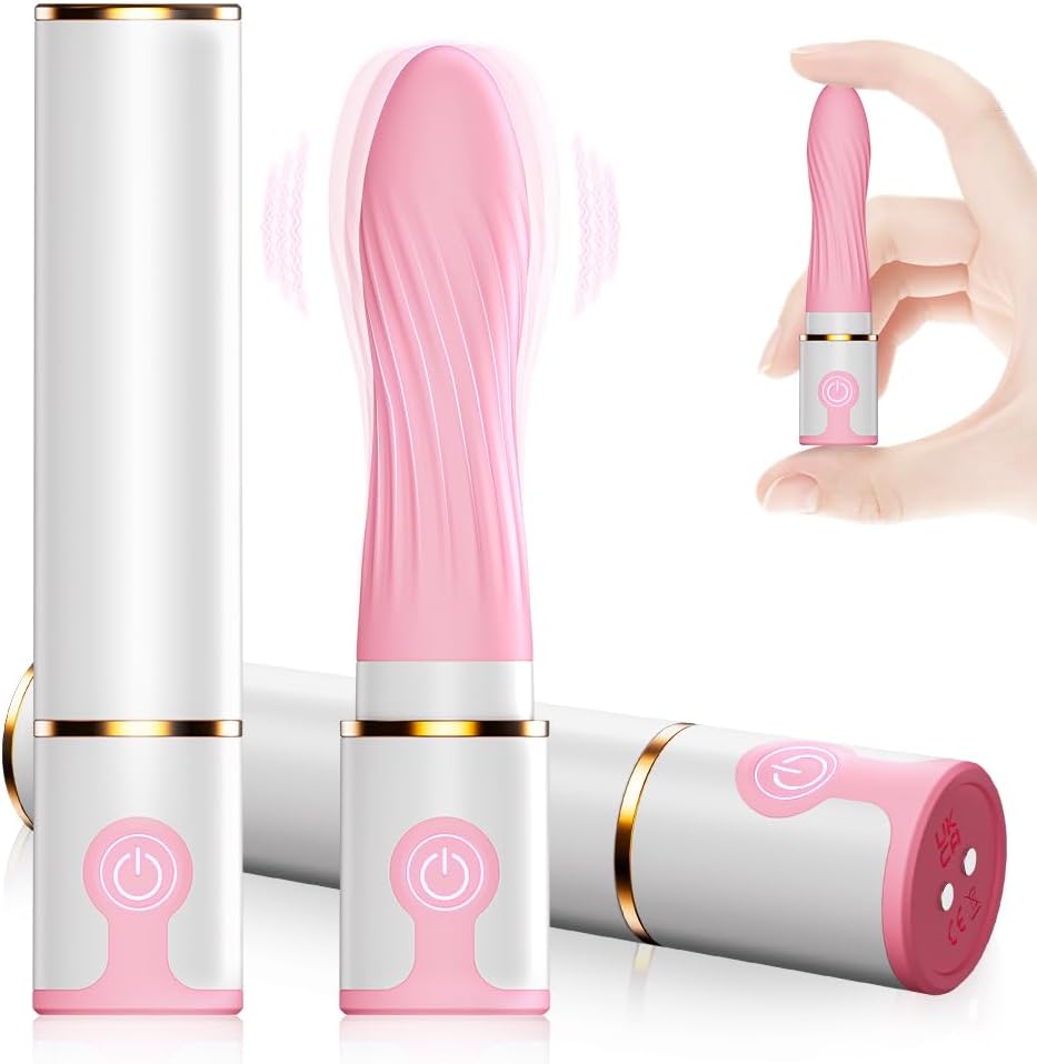 Lipstick Bullet Vibrator Sex Toys - Mini Discreet Adult Toys for Nipple G Spot Clitoral Stimulator, Super Soft & Rechargeable Finger Vibrator with 10 Modes (White)