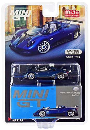 Truescale Miniatures Pagani Zonda Hp Barchetta Conv. Blue Tricolore Met. & Carbon W/White Interior Ltd Ed To 4200 Pcs 1/64 Diecast Model Car True Scale Mgt00370 #TOP21