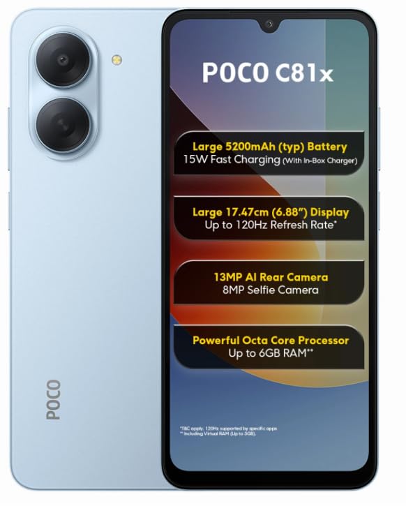 Image of POCO C81X, Ice Blue (3GB, 64GB)
