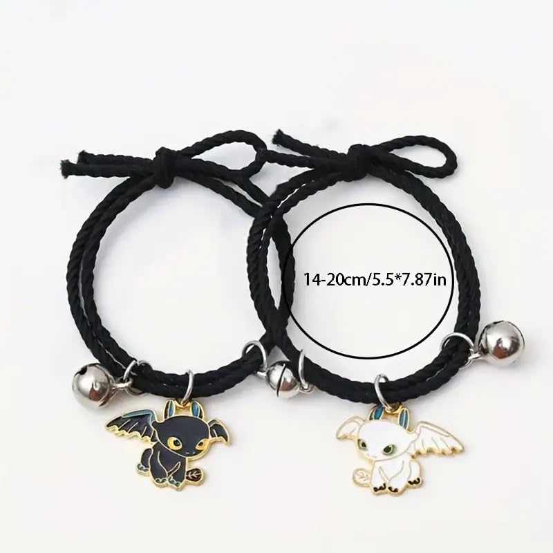 2 PCS Matching Yin Yang Bracelet Elastic Rope Band Dargon Charm Friendship bracelets Sets for Couple2