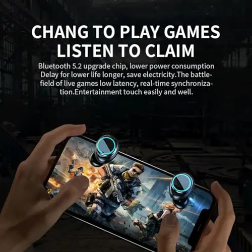 Image of Grenade Gaming Earbuds with Grenade Design. 20 Hours Playtime, Bluetooth 5.3 + ENC, 13mm HD BASS Drivers, IPX6 Sweat-Proof,Built-in Mic for Android & iOS (Black)