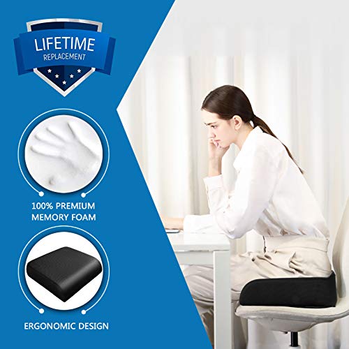 Youfi Extra Thick Large Seat Cushion -19 X 17.5 X 4 Inch Gel Memory Foam Cushion With Carry Handle Non Slip Bottom - Pain Relief Coccyx Cushion For Wheelchair Office Chair (Black (1Pack)) #TOP5