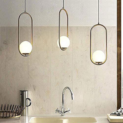 Candelabro LED dorado de diseño nórdico con esfera de vidrio esmerilado 4