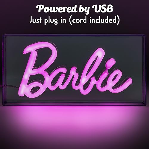 Image of Paladone Barbie Logo LED Neon Pink Sign, Officially Licensed Barbie Merchandise and Room Decor