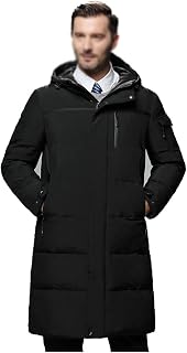 MODGE Coat Men Winter Long Down Jacket Men Waterproof Loose Hooded Black Jacket Windproof Soft Shell Jacket for Men (Color : Black, Size : XXL)