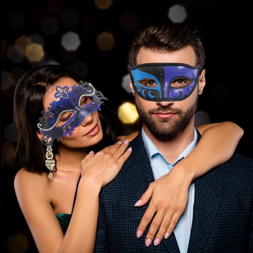 Image of Coddsmz Couple Masquerade Mask Set - Venetian & Mardi Gras Mask for Women & Men