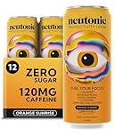 Neutonic Nootropic Productivity Energy Drink | Orange Sunrise 12 Cans | 120mg Natural Caffeine, Zero Sugar | Support Energy, Mental Performance, Cognitive Function | Support Focus, Brain Health