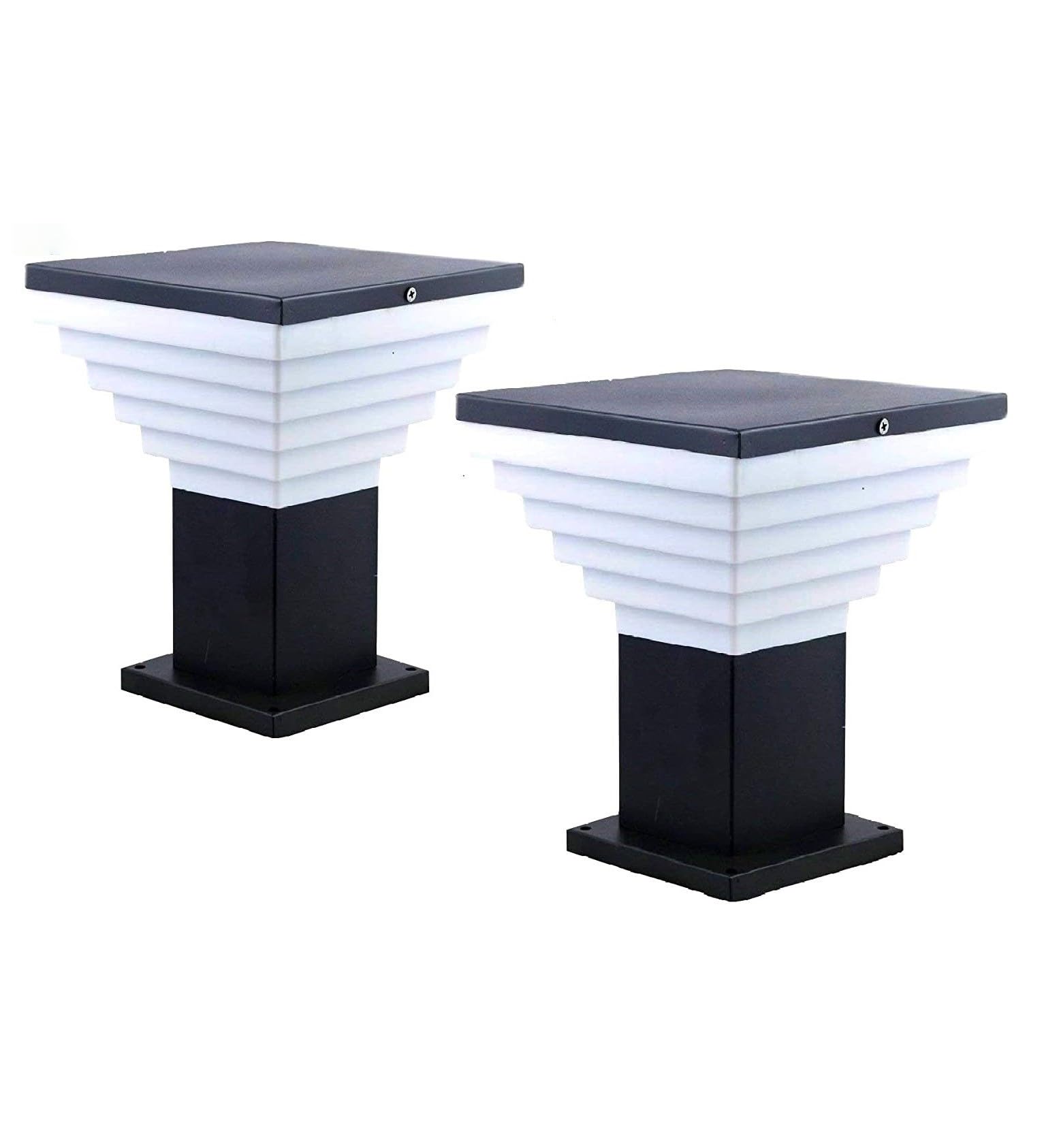 Flat Black Deluxe Pillar Light, Durable Metal & Unbreakable Polycarbonate, Elegance to Homes, farmhouses, Villas, & Other Outdoor Areas-Without Bulb (Pack of-2)-picture-13