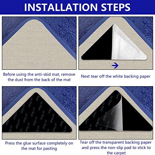 Olinner 10Pcs Rug Grippers Anti-Slip Rug Pads Gripper PU Triangle Carpet Gripper Reusable Anti Curling Carpet Stickers Washable Rug Tape for Wooden and Hard Floors, Black