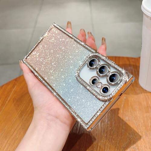 Coque Samsung S24 Ultra avec protection objectif verre étui paillettes strass antichoc dégradé