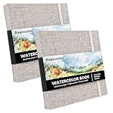 DagouColor Acquerello Sketchbook Libro, 5.5'x5.5', 2 Pack, 30 Fogli, 300GSM Carta Colore Acquatico Pressata Freddo, Copertina Tessuto Libro per Artisti Principianti Adulti Bambini, Pittura, Disegno