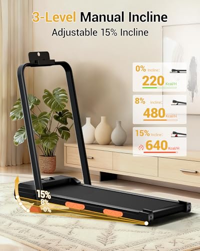 Image of Walking Pad Treadmill with 15% Incline Treadmills for Home with Handle