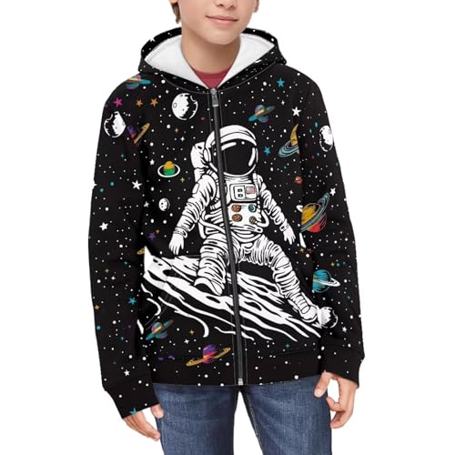 Image of Unisex Zipper Sweatshirt Boys Girls Hooded with 2 Pocket Pullover Hoodies for 6-16Y Kids