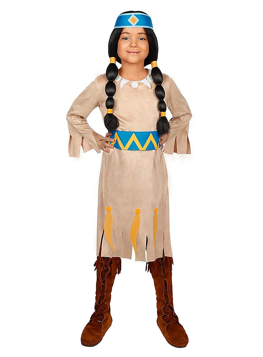 Maskworld - Yakari Regenbogen Kinderkostüm 4teilig mit Perücke - Indianer Kostüm Kleid für Mädchen - Lizenzprodukt Zeichentrickserie (110/116)