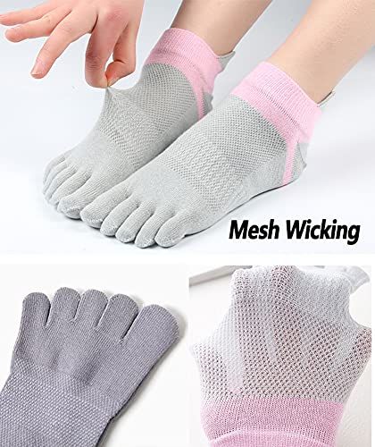 Image of Women Toe Socks 5 Finger Cotton Wicking Athletic 6 Pack 3 Pack