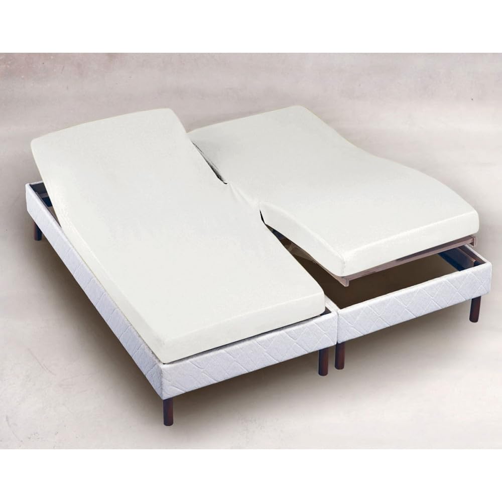 Drap Housse Blanc 2x70x190 cm – Spécial Lit électrique articulé – Coton Doux et Résistant – Maintien Parfait pour Lits Jumeaux