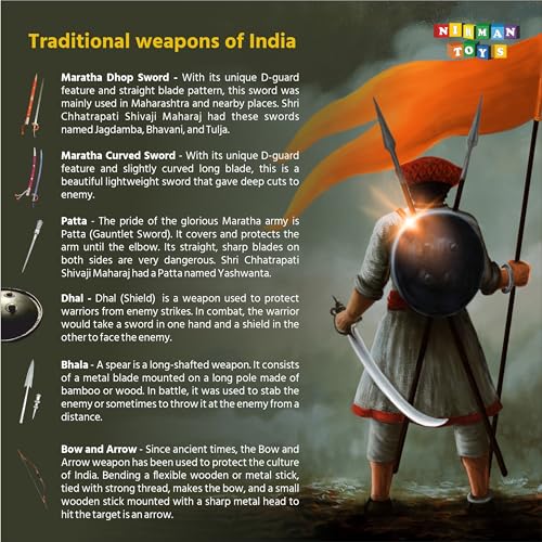 Image of Swarajyache Shiledar - The True Super Hero - 6 Inch Tall Action Figure with Accessories (Pant Pratinidhi, Orange)