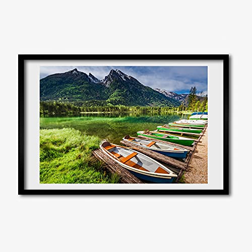 Cadre photo 60x40 cm Tulup pour habiller un mur vide avec un paysage de bateaux sur le lac