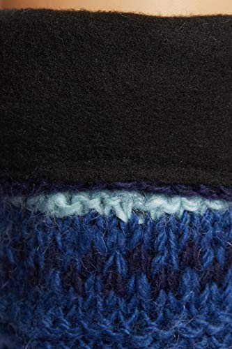 Image of Tibetan Socks Hand Knit Wool Fleece Lined Long Slipper Socks with Non Slip Soles