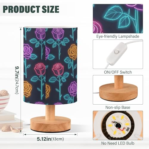 Lámpara de mesa con rosas neón fluorescentes coloridas miniatura 3