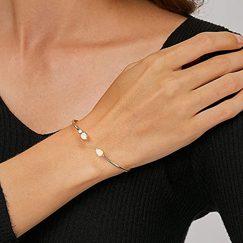 Lit Wall Opal Bangle Bracelet for Women 18K Gold Plated Adjustable Minimalist Gold Opal Bracelet Cuff Bracelet for Women3