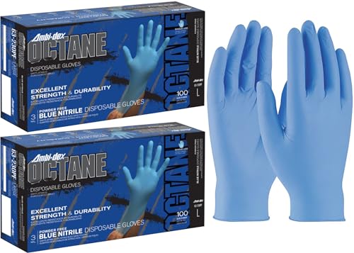 200 Count Large Heavy Duty Disposable Nitrile Gloves Powder Free With Textured Grip 3 Mil