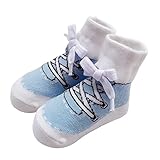 Sanlutoz ベビー用 靴下 男の子 足袋風 ソックス 新生児 コットン フォーマル タキシード スポーツ 風 贈り物 (12-24 M 対応足裏の長さ 11-13cm（薦め年齢：12-18ヶ月）, 浅蓝鞋带)