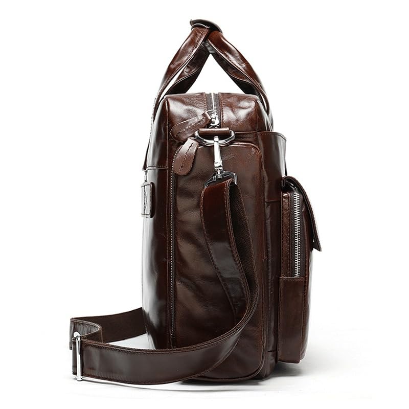 Men's Business Handbag Large Capacity Business Briefcase Wear-resistant Oil Wax Leather Satchel4