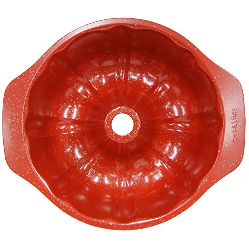 Image of casaWare Fluted Cake Pan 9.5-inch (10-Cup) Ceramic Coated NonStick (Red Granite)