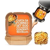 Avilia – Carta Forno per Friggitrice ad Aria 4,5 cm di Altezza, 100% Biodegradabile e Impermeabile, Ideale per Cottura Sana Senza Olio, Confezione Rigida Apri e Chiudi (Quadrata 16x16 cm, 100, unità)
