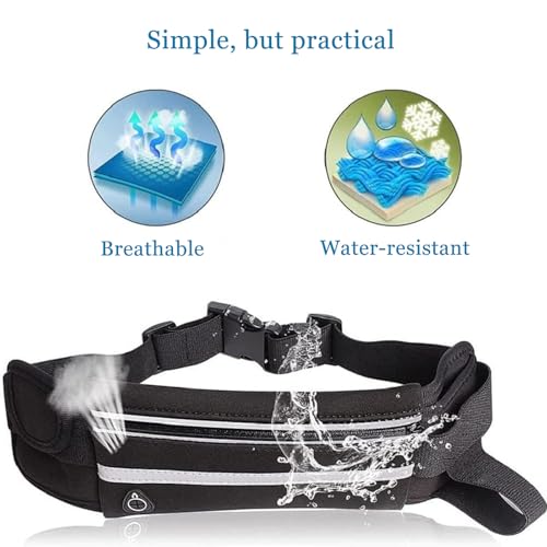 Riñonera Running Cinturon Correr con 2pc Muñequeras, Cinturon Running Porta Movil con Soporte para Botella De Agua,Riñonera Correr Pequeño para Mujer Hombre,Running Belt Negro - imagen 7