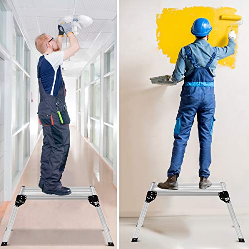 Giantex TL29088 Work Platform Aluminum Step Ladder Drywall Safe Ce Approved Of Capacity 330 Lbs Heavy Duty Portable Bench Folding Ladders Stool W/Non-Slip Mat thumb #2
