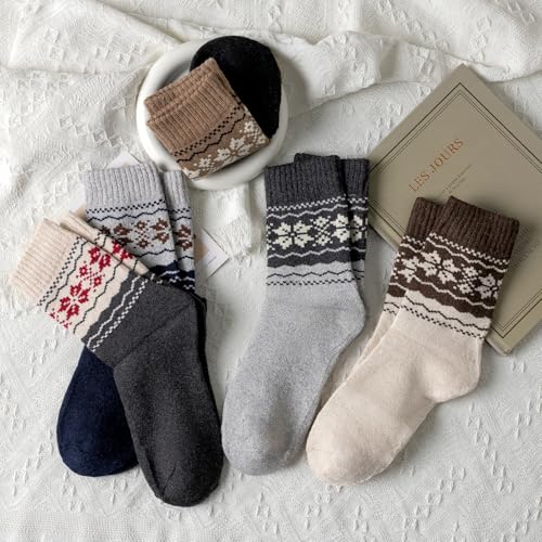 Image of Pleneal Wool Socks for Women - Womens Wool Socks Winter Warm Cozy Knit Sock for Women Men