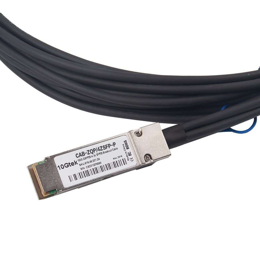 10Gtek 100G QSFP28 to 4X 25G SFP28 Breakout DAC Passive Direct Attach Copper Twinax Cable for Arista CAB-Q-4S-100G-1M, 1-Meter(3.3ft)