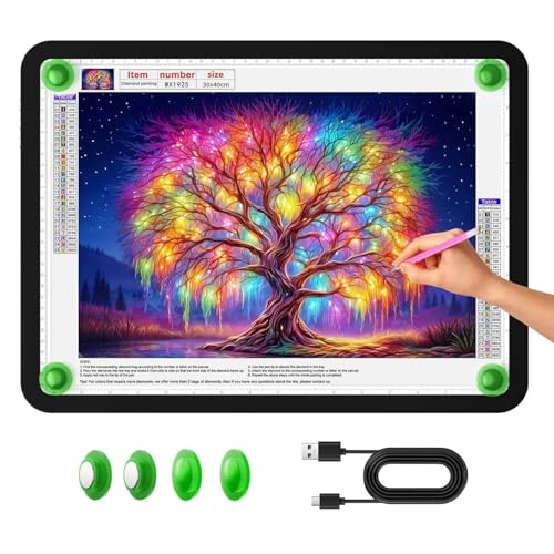 Image of Zocelight A3 Diamond Art Light Board, 16.77x13.35inchs Light Pad,6000 Lux Super Bright Light Box for Tracing,Side Button Design,Magnet Light Table for Diamond Painting,Sketching,Weeding Vinyl(Black)