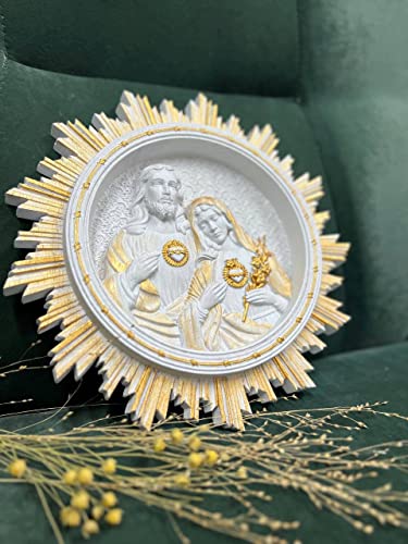 Sacred Heart Of Jesus And Immaculate Heart Of Mary Christian Icon Wooden Carved Religious Wall Art Personal Engraving #TOP3