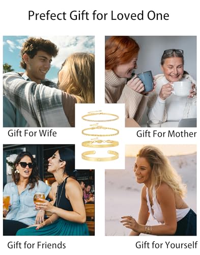 Gold Bracelets for Women 14K Gold Plated Stack Trend Bracelets Charm Paperclip Chain Cuban Link Layered Waterproof Bracelet Dainty Bracelet for Women Jewelry Gifts4