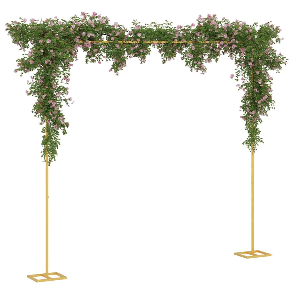 Arco de boda dorado 338 x 35 x 300 cm de acero enrejado arco para boda paso jardín privacidad sombra telón de fondo