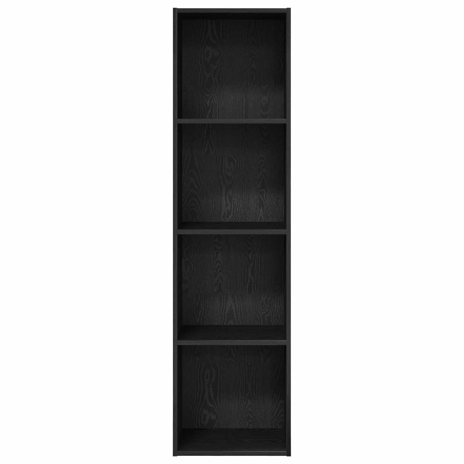 Bücherregal Schwarz Eichen-Optik Holzwerkstoff 40 x 30 x 152 cm Standregal mit 4 Regalböden und Stauraum, vielseitiges Regalsystem für Wohnzimmer Schlafzimmer Büro Ablage und Deko
