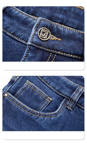 Men's Dark Blue Straight-Leg Jeans Style Business Cotton Stretch Denim Pants2