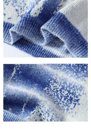 Men Gradient Knit Sweater Loose Crew Neck Long Sleeves Daily Casual Pullovers4