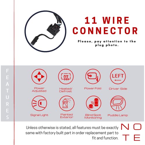 Spieg Au1320120 Driver Side Mirror Replacement For Audi Q5 Sq5 2009-2014 Blind Spot Monitoring Heated Blinker Puddle Lamp Power Folding Black 11Pin (Lh) #TOP6