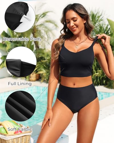 Aqua Eve Women's Sport Bra Swim Top - 2025 Crop Bikini Top Modest V Neck Bathing Suit2