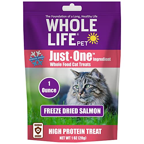 Whole Life Pet Just One Salmon - Cat Treat Or Topper - Human Grade, Freeze Dried, One Ingredient - Protein Rich, Grain…