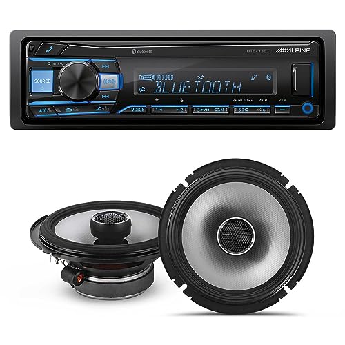 Alpine UTE-73BT Mech-Less Digital Bluetooth Media Receiver with 1 Pair Alpine S2-S65 Type S 6.5" Coax Speakers