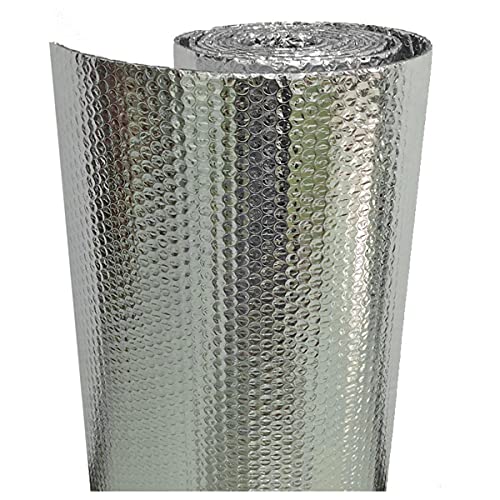Isolante Termico Riflettente Rotolo di Pellicola Riflettente per radiatori, Pellicola Riflettente a Bolle, barriera al Vapore in Pellicola di Alluminio a Doppio Strato da 4-5 mm, Scudo Isolante termi