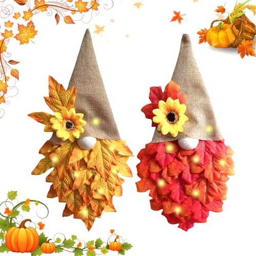 OMIGA 2 Piezas Decoracion Otoño und 2 Piezas 1M 10 LED Guirnaldas Luminosas Coronas Otoñales De Halloween para Puerta para Puerta de Guirnalda de Mesa de Acción de Gracias